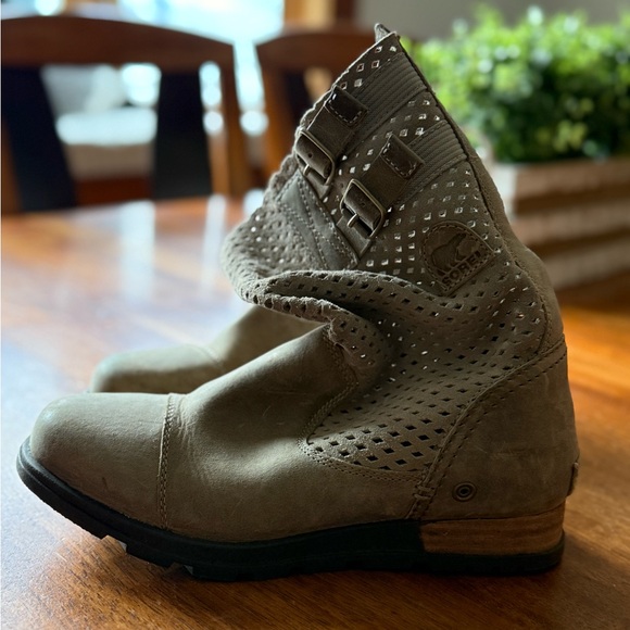 Sorel Taupe Perforated Ankle Boots - Picture 3 of 3